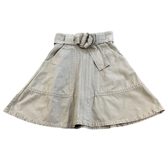 Anthropologie Tulle Clothing Cotton A-Line Belted Skirt, Light Khaki Color Small - Picture 1 of 11